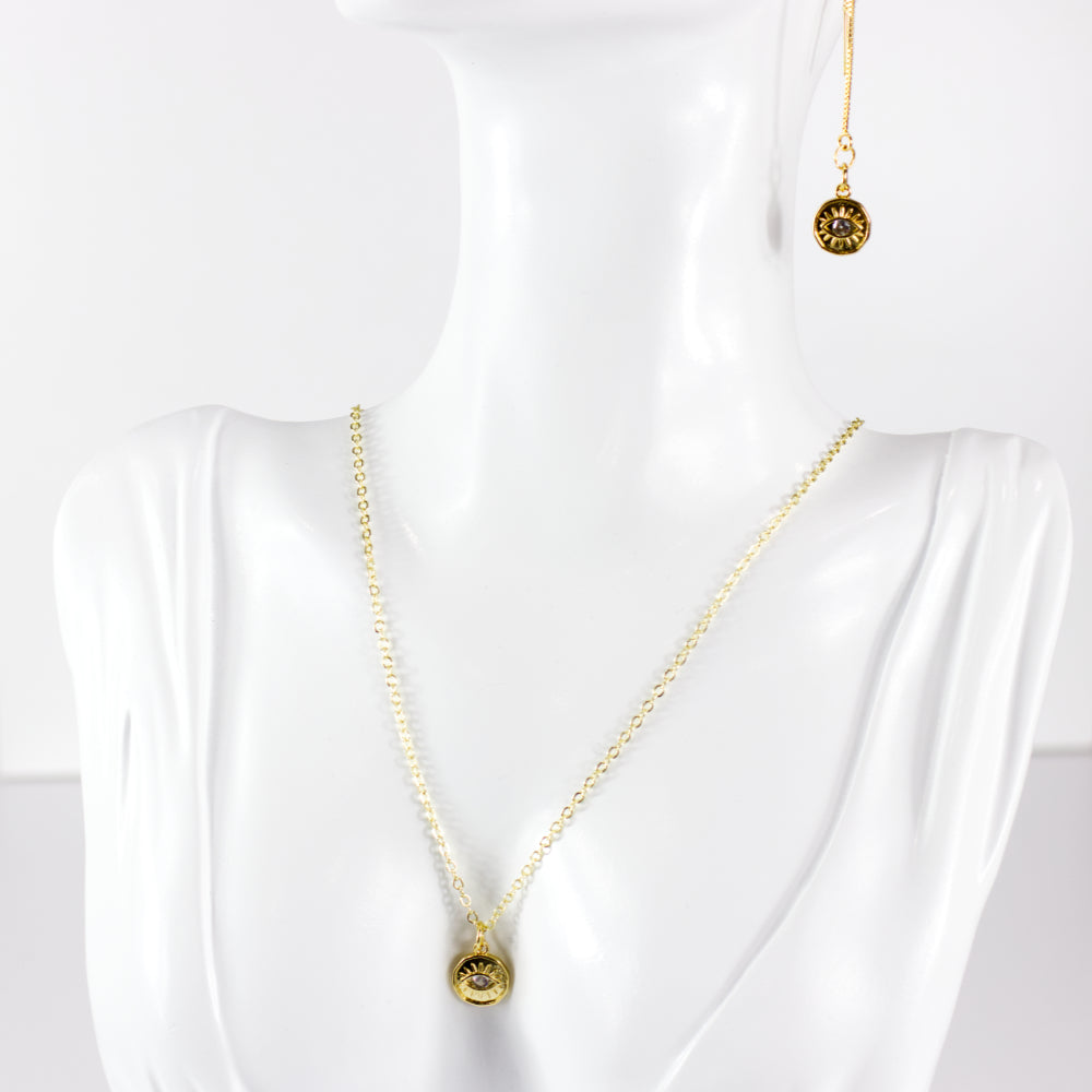 Evil Eye Jewelry | thread earrings and necklace | Artisans Boutique