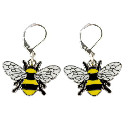 Honey Bee Charm Earrings | Silver Bee Earrings | Artisans Boutique