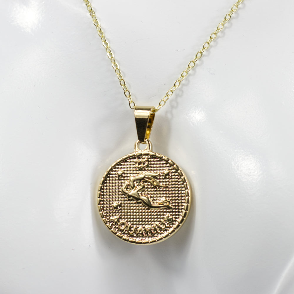 Zodiac Coin Necklace | Astrological Sign Pendent | Artisans Boutique