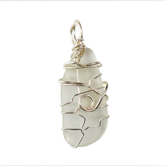 White Sea Glass Necklace | Sea Glass Pendant 6 | Artisans Boutique