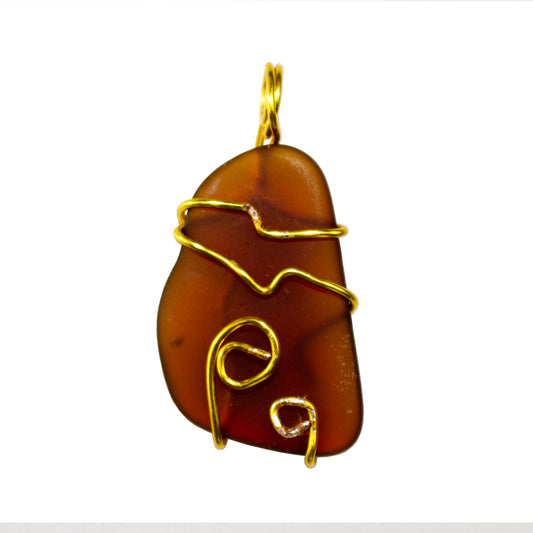 Wire Wrapped Sea Glass Necklace | Sea Glass Pendant| Artisans Boutique