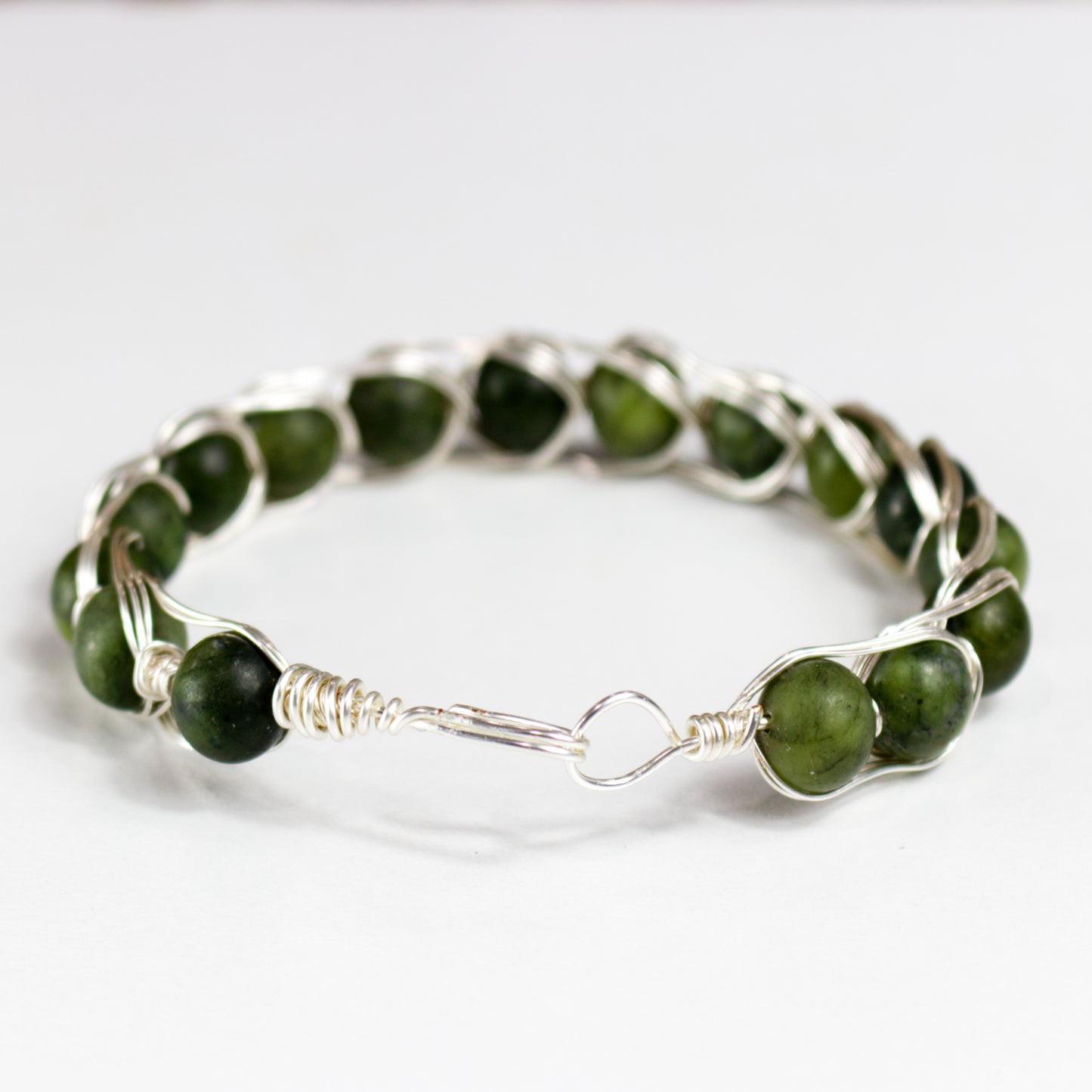 Jade Bead Bracelet | Jade Beaded Wire Bracelet | Artisans Boutique
