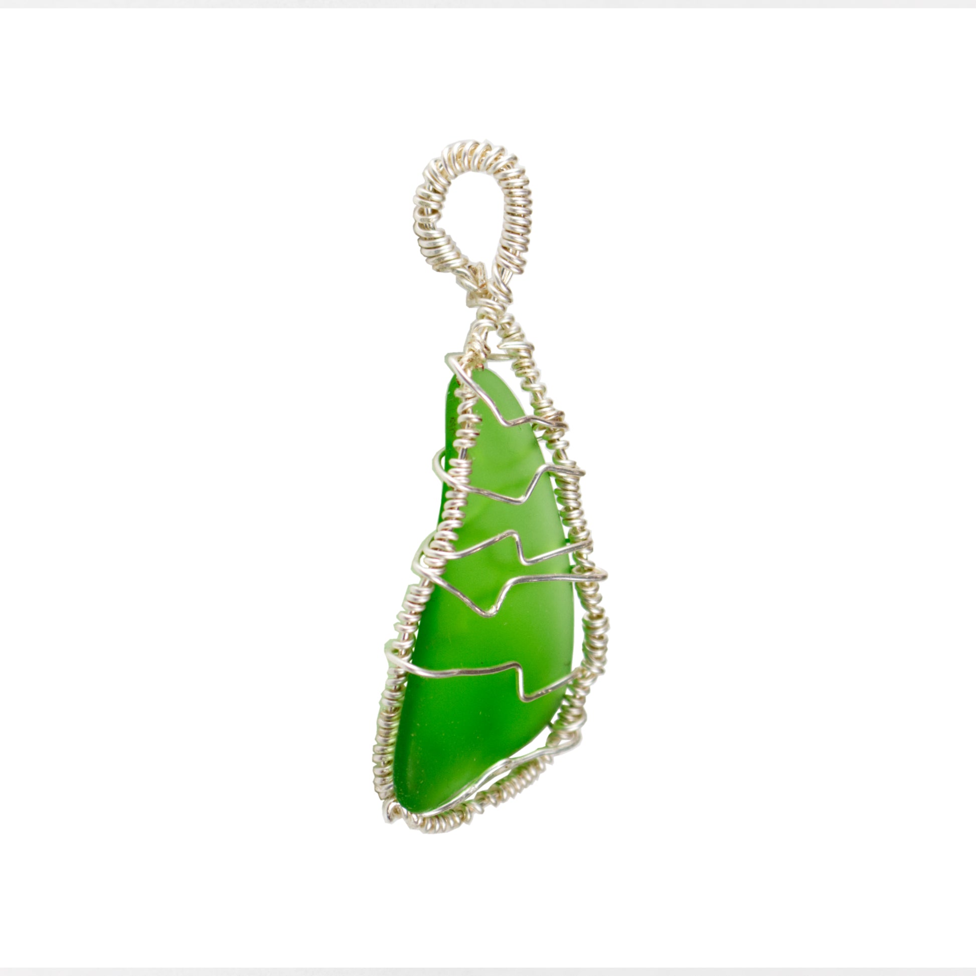 Green Sea Glass Necklace | Sea Glass Pendant 8 | Artisans Boutique
